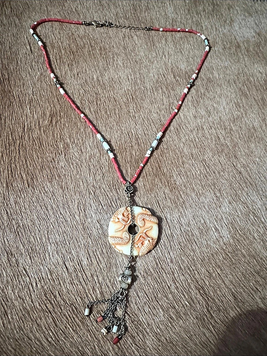 Jewelry - Asian Vintage Pendant Beaded Necklace